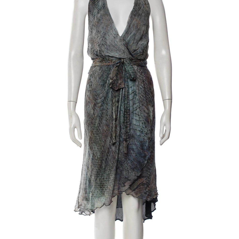 Haute Hippie One-Shoulder Slate Multi Wrap Dress